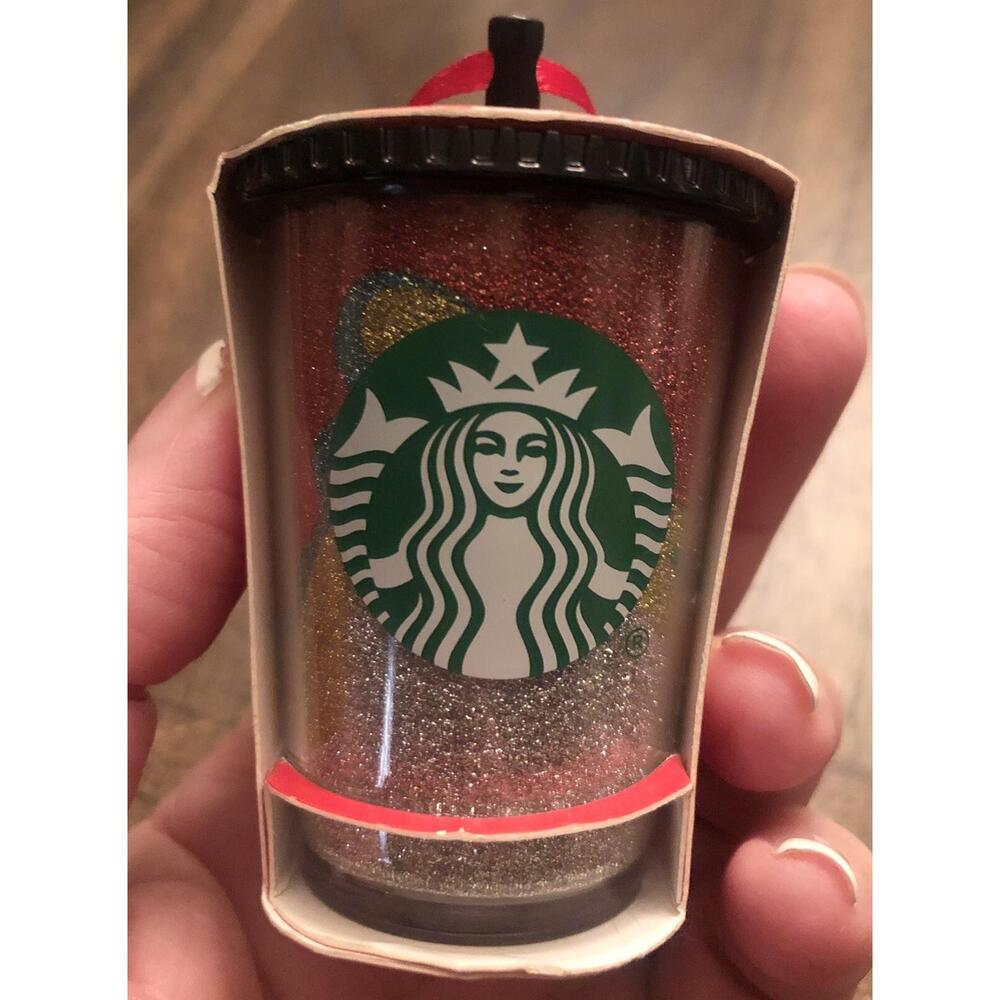 Starbucks Holiday 2018 Glitter Wave Christmas Ornament Travel Cup w Straw *NEW*